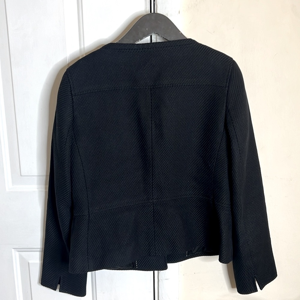 Talbots Black Cotton Structured Button Front Jack… - image 3